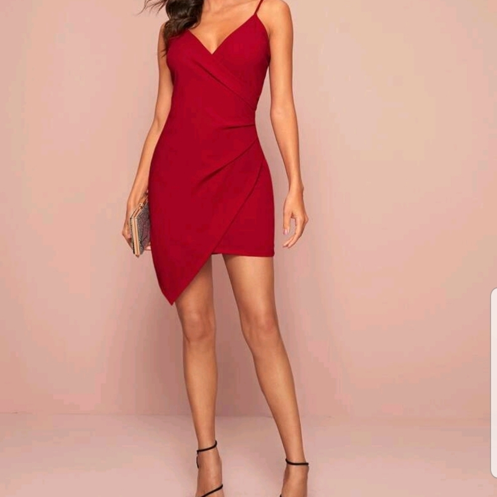 Red Dress , sleek with straps